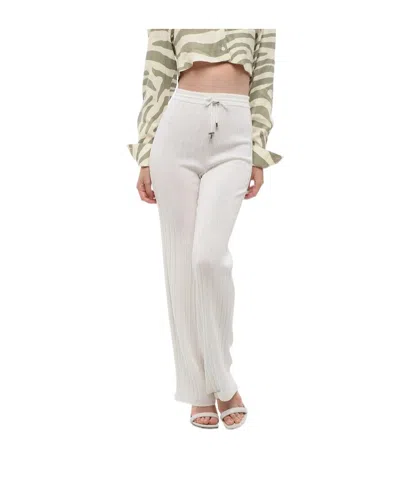 Balmain Ribbed Elastic-waist Trousers In White
