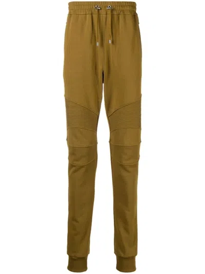 Balmain Ribbed Flock Sweatpant In Green