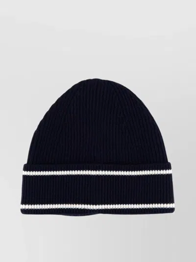 Balmain Ribbed Folded Brim Beanie Hat Stripe