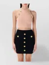 Balmain Ribbed Halter Neck Top With Gold Buttons