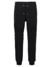 Balmain Brushed Cotton Biker Joggers With Embossed Logo In White/black