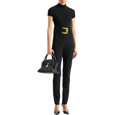 Balmain Ribbed Knit Bodysuit In Black