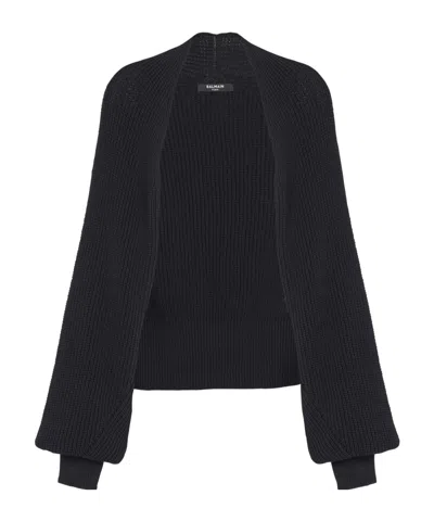 BALMAIN RIBBED KNIT BOLERO CARDIGAN