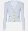 Balmain Engraved-button Cardigan In Blue