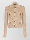 Balmain Ribbed Knit Cropped Cardigan In Neutrals