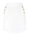 Balmain 6-button Rib Pointelle Knit Skirt In White