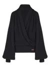 Balmain Ribbed-knit Hoodie In Black