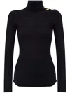 Balmain Black Turtleneck Sweater With Applications In Black