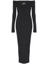 Balmain Double Collar Knit Zipped Midi Dress In Black