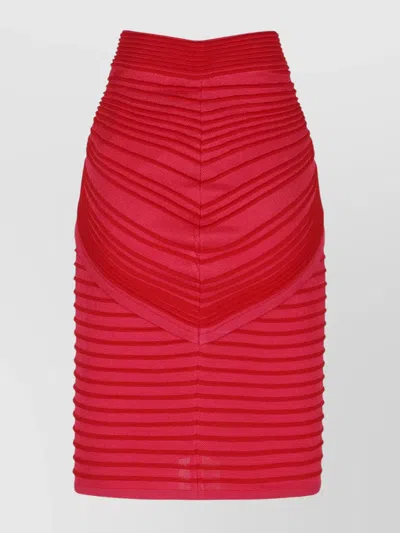 BALMAIN RIBBED KNIT MIDI SKIRT