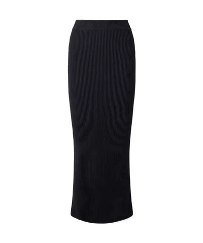 Balmain Ribbed-knit Midi Skirt In Black