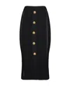 Balmain High Waist Five Button See Through Knit Midi Skirt In Black