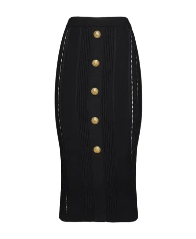 BALMAIN BALMAIN HIGH-WAISTED KNIT MIDI SKIRT