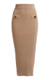 Balmain Ribbed Knee-length Pencil Skirt In Brown
