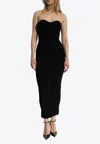 Balmain Strapless Knit Body-con Bustier Dress In Black