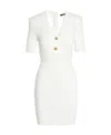 Balmain Ribbed-knit Mini Dress In White