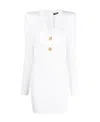 Balmain Ribbed-knit Mini Dress In White