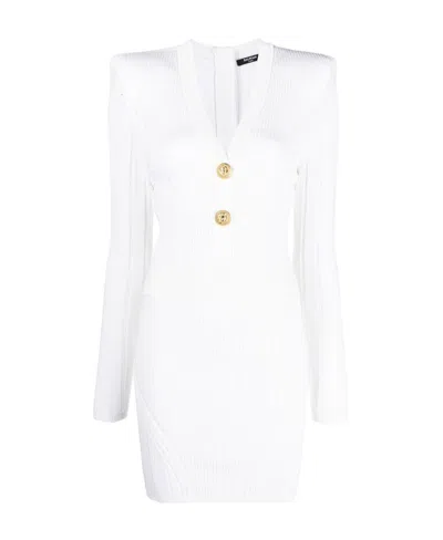 BALMAIN RIBBED-KNIT MINI DRESS