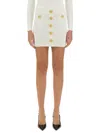 Balmain Fine Ribbed Knit Skirt In White