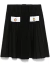 Balmain 2-button Velvet Knit Flared Mini Skirt In 黑色
