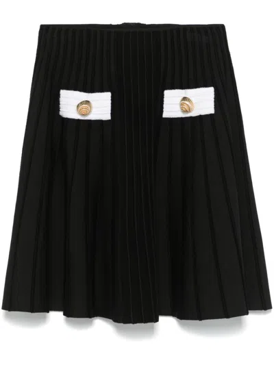 BALMAIN RIBBED-KNIT MINI SKIRT
