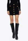 Balmain Women High Waist Buttoned Mini Skirt In Black