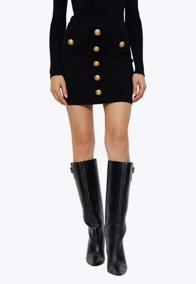 BALMAIN RIBBED KNIT MINI SKIRT
