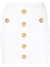 Balmain Knit Mini Skirt With Embossed Buttons Women In White
