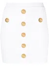 Balmain Embellished Pointelle And Ribbed-knit Mini Skirt In White