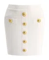 Balmain Knit Mini Skirt With Embossed Buttons Women In White
