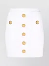 Balmain Knit Mini Skirt With Embossed Buttons Women In White
