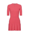 Balmain Keyhole Neck Ribbed Flutter Skirt Mini Dress In Red