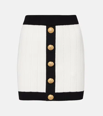 BALMAIN RIBBED-KNIT MINISKIRT