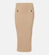 Balmain Ribbed Knee-length Pencil Skirt In Beige