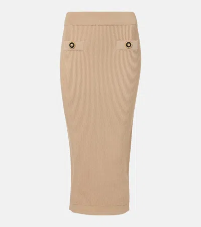 BALMAIN RIBBED-KNIT PENCIL SKIRT