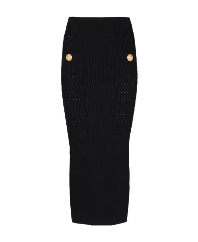 BALMAIN MIDI KNIT SKIRT