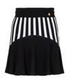 Balmain Striped Knit Pleated Mini Skirt In Black