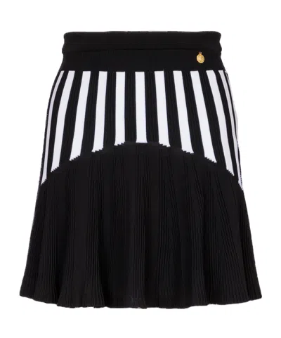 BALMAIN BALMAIN PLEATED STRIPED KNIT SKIRT