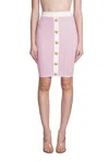 Balmain Buttoned Pointelle Knit Skirt In Pink
