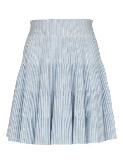 BALMAIN RIBBED-KNIT SKIRT