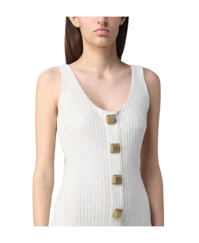 Balmain Ribbed-knit Sleeveless Maxi Dress In White
