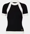 Balmain Short-sleeved Knit Top In Black