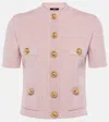 Balmain Ribbed-knit Cardigan In Pink