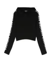 BALMAIN RIBBED LOGO-KNIT COTTON HOODIE
