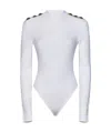 Balmain Ribbed Long-sleeved Bodysuit In White