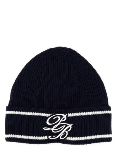 Balmain Ribbed Merino Wool Beanie Hat In Black