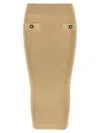Balmain Ribbed Knee-length Pencil Skirt In Beige