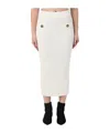 Balmain Ribbed Midi Skirt In White