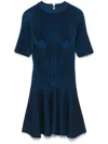 Balmain Ribbed Mini Dress In Blue