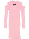Balmain Ribbed Mini Dress In Pink